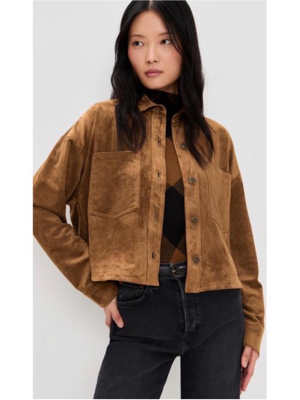 NWT Z Supply Chestnut Brown Suede Button-Front Jacket
